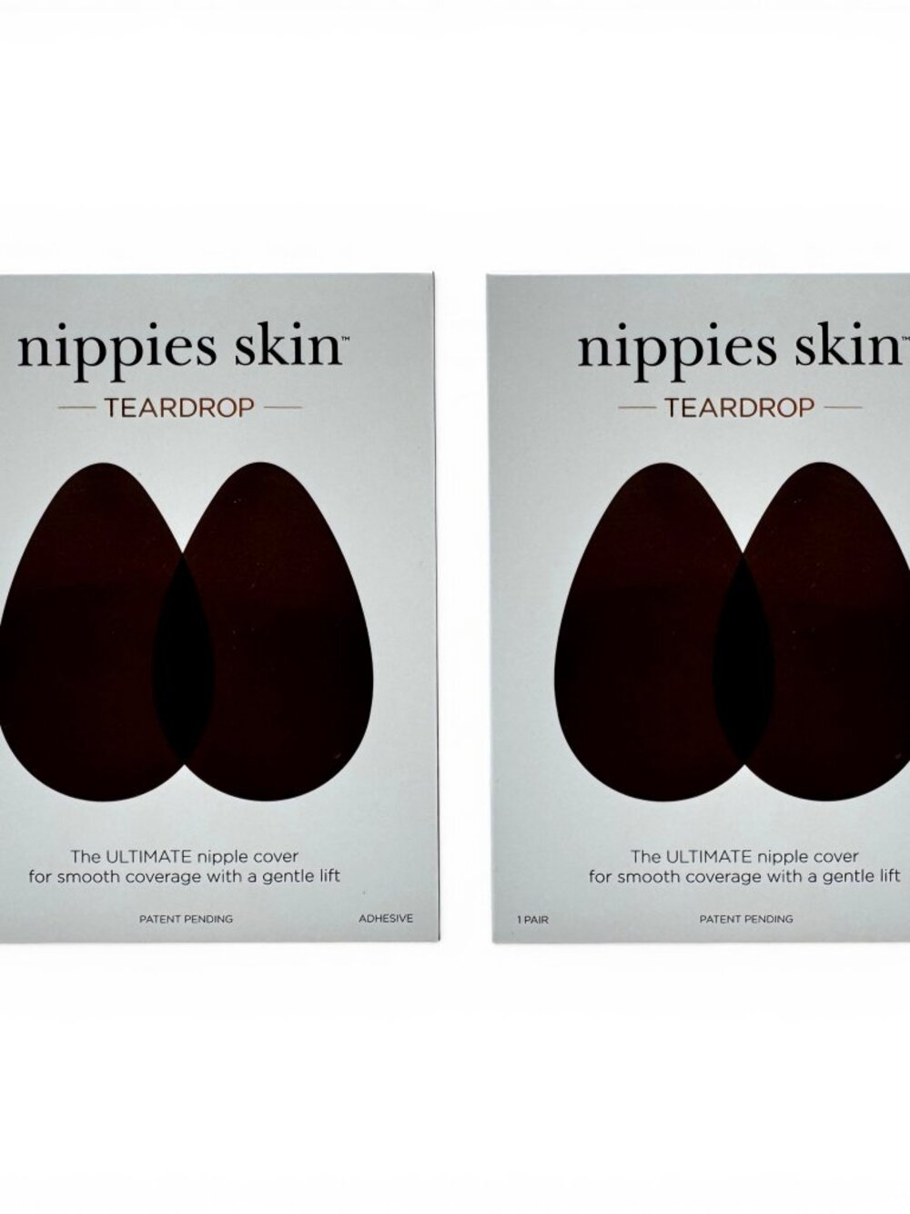 2 Pack Nippies Teardrop Nipple Covers Size A-B Cups Reusable Adhesive - ESPRESSO
